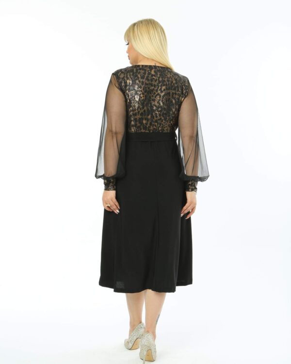 crna haljina sa zmijskim printom u gornjem delu i sa providnim rukavima 2xl 3xl 4xl