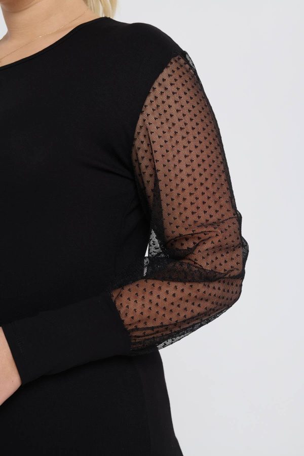 crna bluza sa providnim rukavima od viskoze sa elastinom xl 2xl 3xl 4xl