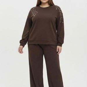 Braon komplet trenerka sa cirkonima