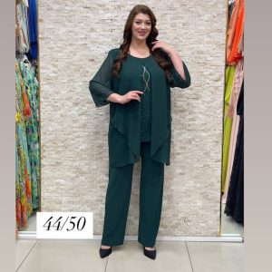 Zeleni komplet tunika i pantalone sa cirkonima