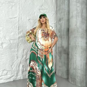 Belo zelena šarena haljina