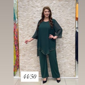 Zeleni komplet tunika i pantalone sa cirkonima