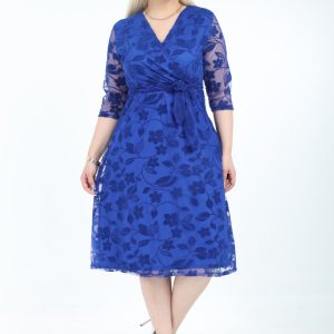 Plava haljina čipka til XL 2XL 3XL 4XL