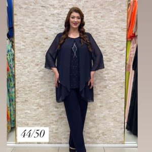 Teget komplet tunika i pantalone sa cirkonima