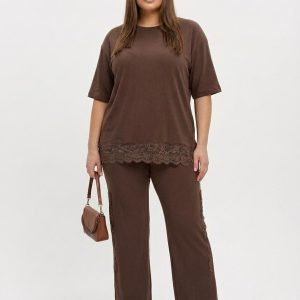 Braon komplet sa čipkom