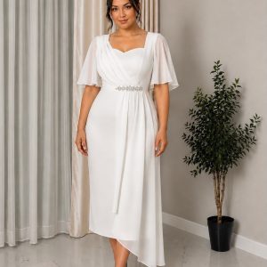 Svečana bela haljina sa tilom 2xl 3xl 4xl