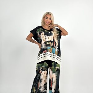 Crni komplet sa dezenom PLUS SIZE